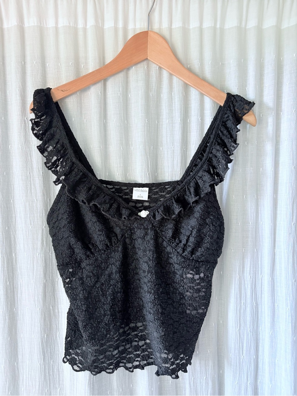 wild fable Black Lace Ruffle-Trim Camisole